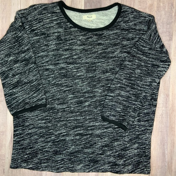 MADEWELL Black Marled Shadowtree Pullover Top sz M - Picture 3 of 7
